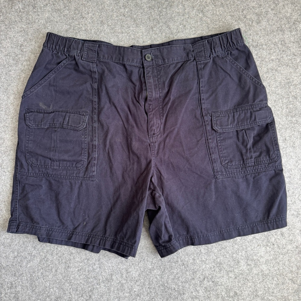 Croft & Barrow Mens Cargo Shorts Size 44 Navy Blue Cotton Elastic Waist Utility